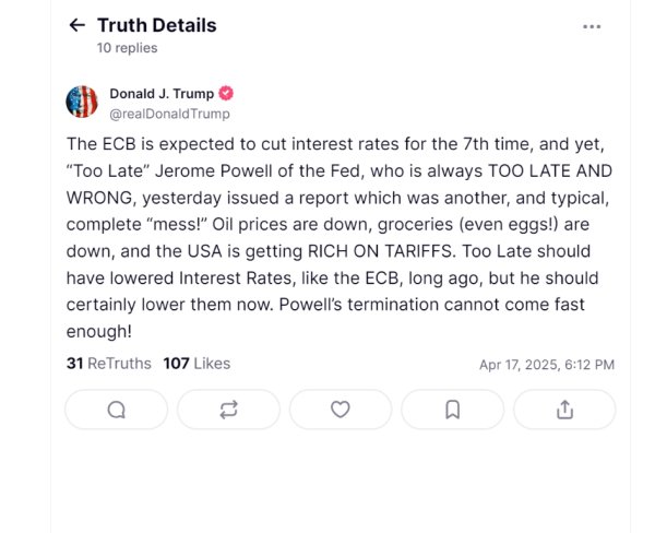 金港赢配资 特朗普指责鲍威尔 称美联储早就应该降息